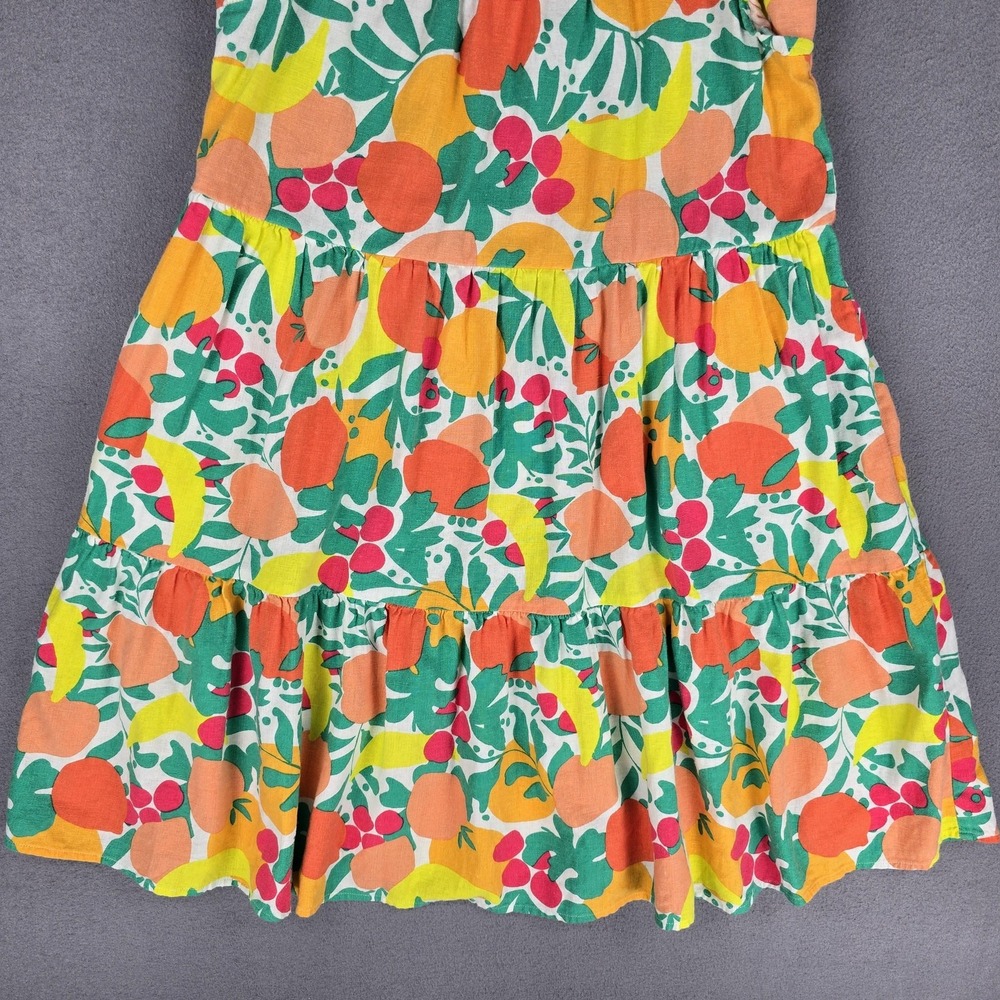 J Crew Dress Womens 0 Multicolor Fruit Print Ruffle Linen Blend Summer Party - Picture 4 of 14